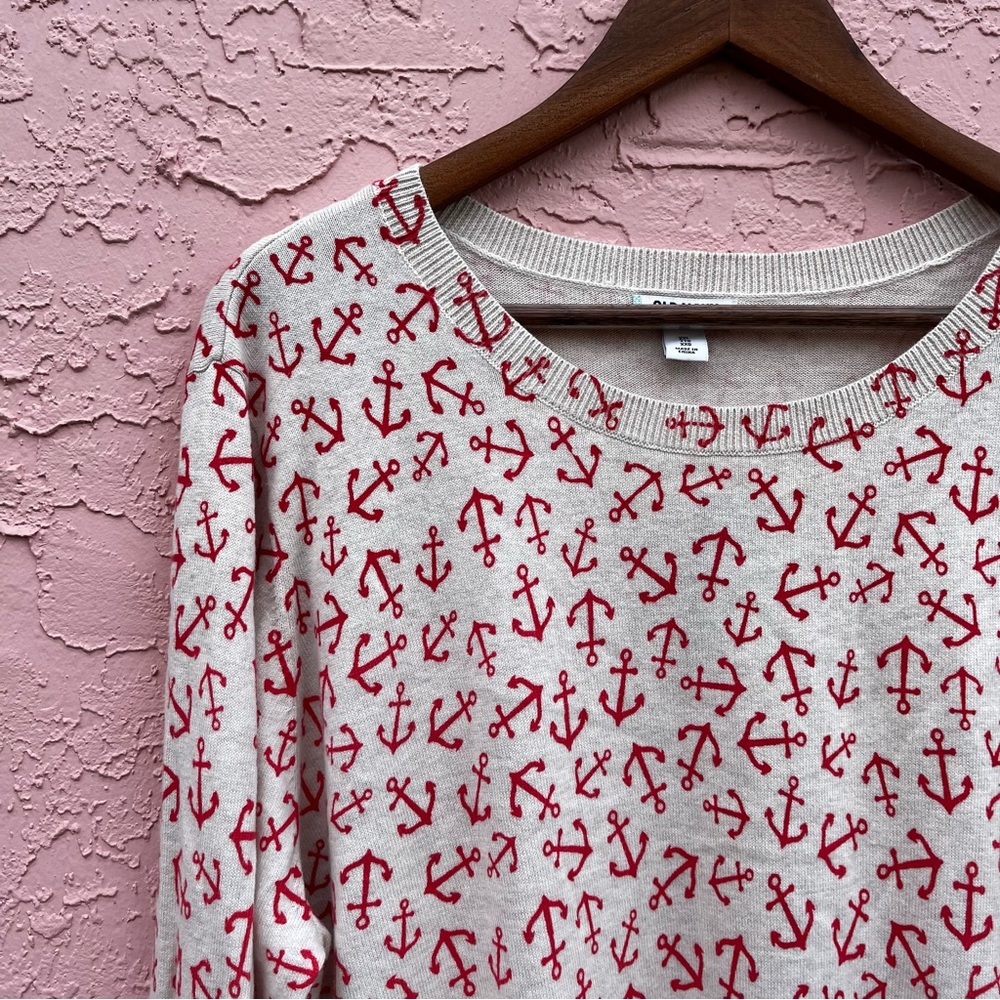 Old Navy Sweater Crew Neck Anchor Cotton New NWT Size XXL
